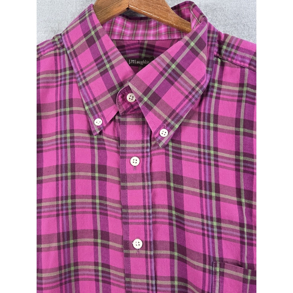 J McLaughlin Men's XL Purple Check Shirt Long Sleeve Button Up Preppy Retro Y2K